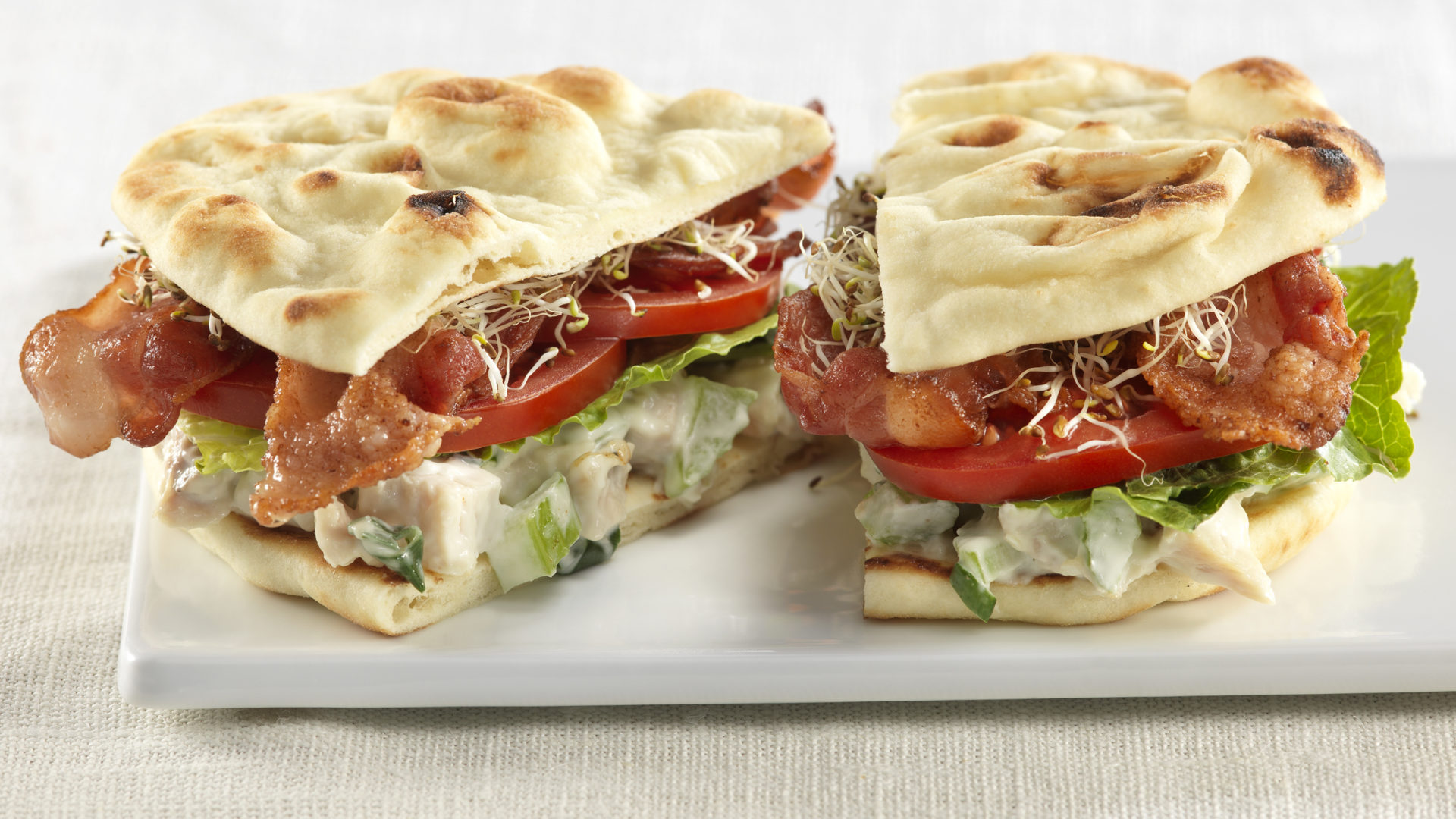 Naan Rounds Bacon Chicken Salad Sandwich Stonefire