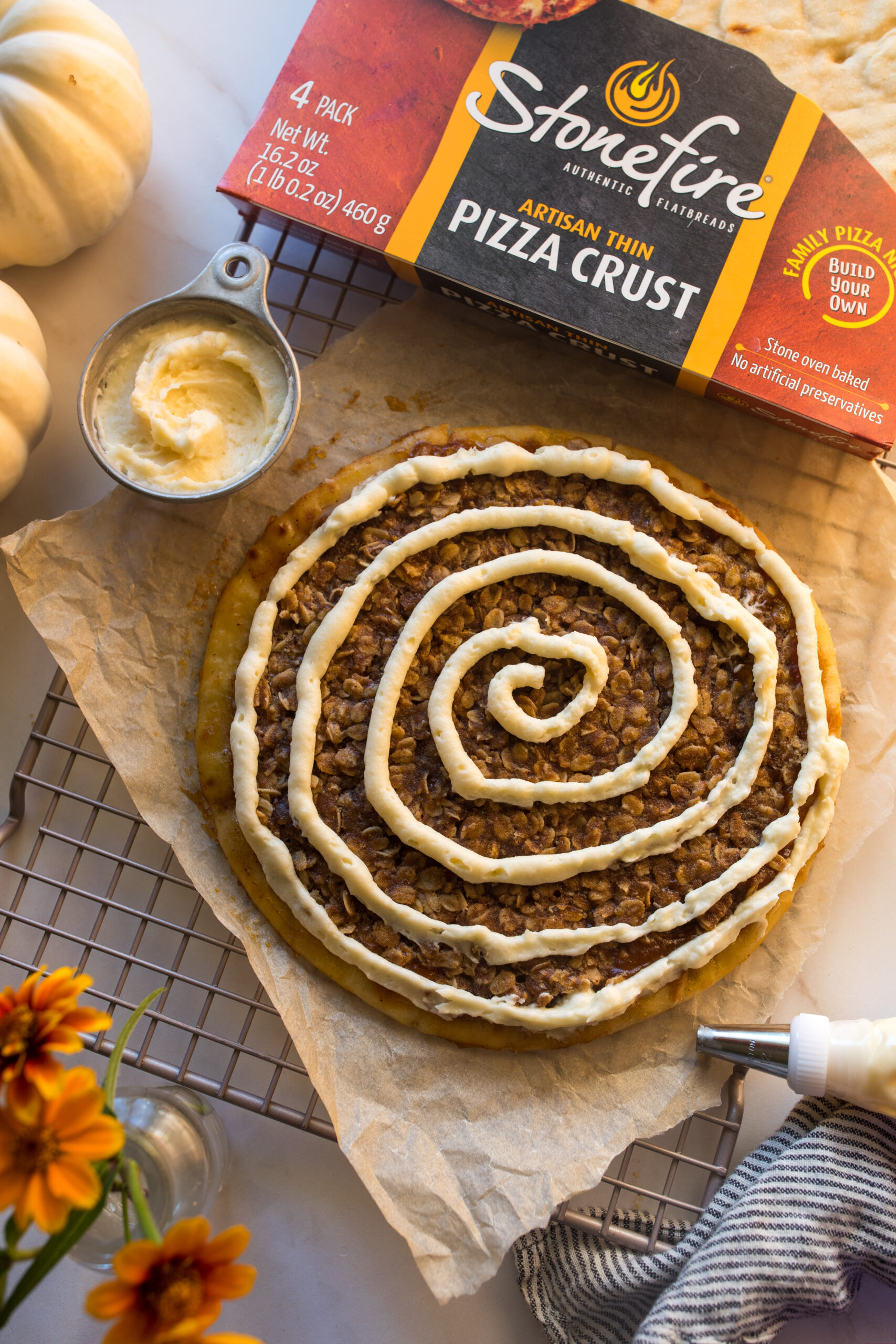 Pumpkin Spice Cinnamon Roll Pizza Stonefire Authentic Flatbreads